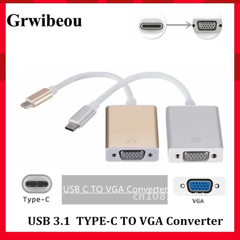 

Cable Adapter Type C to Female VGA USB 3.1 for New Macbook Surface Pro Hot Sales USB C TO VGA Converter