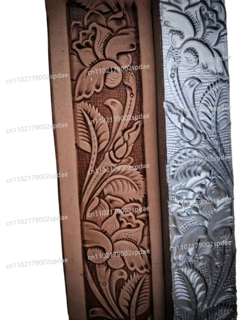 Aluminum Alloy Leather Embossing Die With Interlocking Rose Vine Pattern (16x3cm) For Belt Stamping & Continuous Crafting Tools