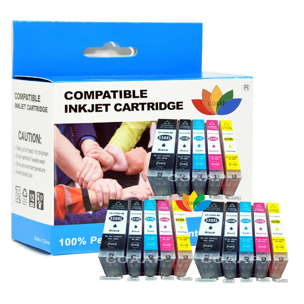 15 XL Cartridges Compatible with Canon Pixma MG5400 MG5650 IP7200 IX6850 MG7550 PGI-550 CLI-551