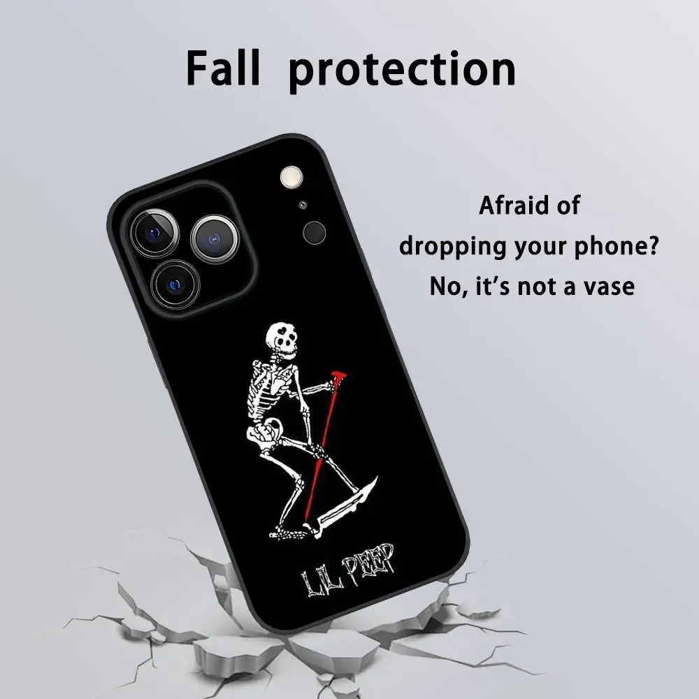 L-Lil Peep H-Hell Boy Phone Case For iPhone 17 16 15 14 13 12 11 Pro Max Plus Mini Black Frosted Soft Shell Funda - view 6
