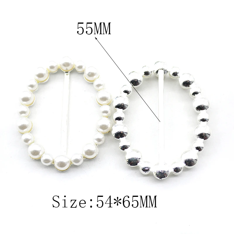 Fashion oval pearl 2 pieces/batch 54*65MM scarf buckle, personalized and simple design, with knot and loop buckle design