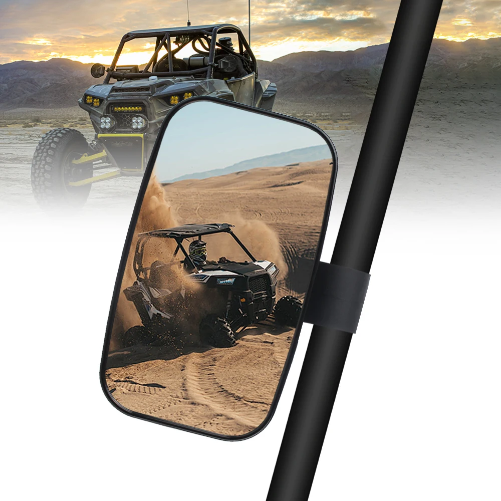 360° Rotation Universal Vehicle Rear Mirror Set 1 PCS 1.5/1.75/2 Inch Rear View Mirror Black For ATV UTV Offroad