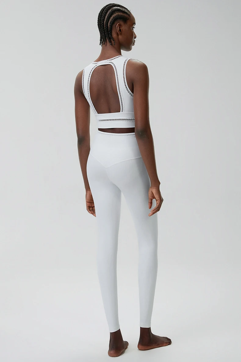 Zweiteiliges Fitness-Yoga-Set für Damen, weich, schmal geschnitten, dehnbar, atmungsaktiv, schnell trocknend, Sportbekleidung für Damen, Trainingskleidung – Detail 18