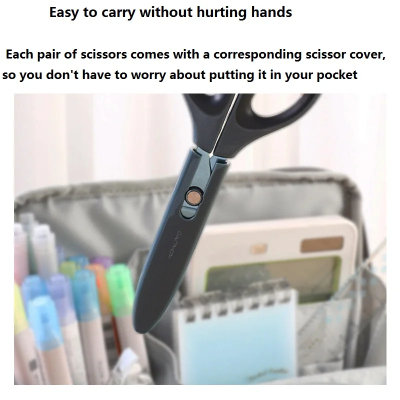 1PC KOKUYO Scissors Stainless Steel Blades,Soft Grip Handle Not Easily Adhesive Suitable for Home Offices Schools All Purpose