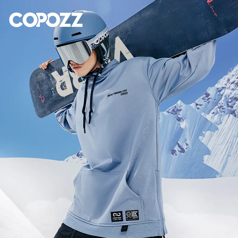 COPOZZ-Sweat à capuche de ski coupe-vent pour hommes et femmes, veste de ski d'extérieur, sweat-shirt de snowboard chaud, sweat à capuche de neige, hiver