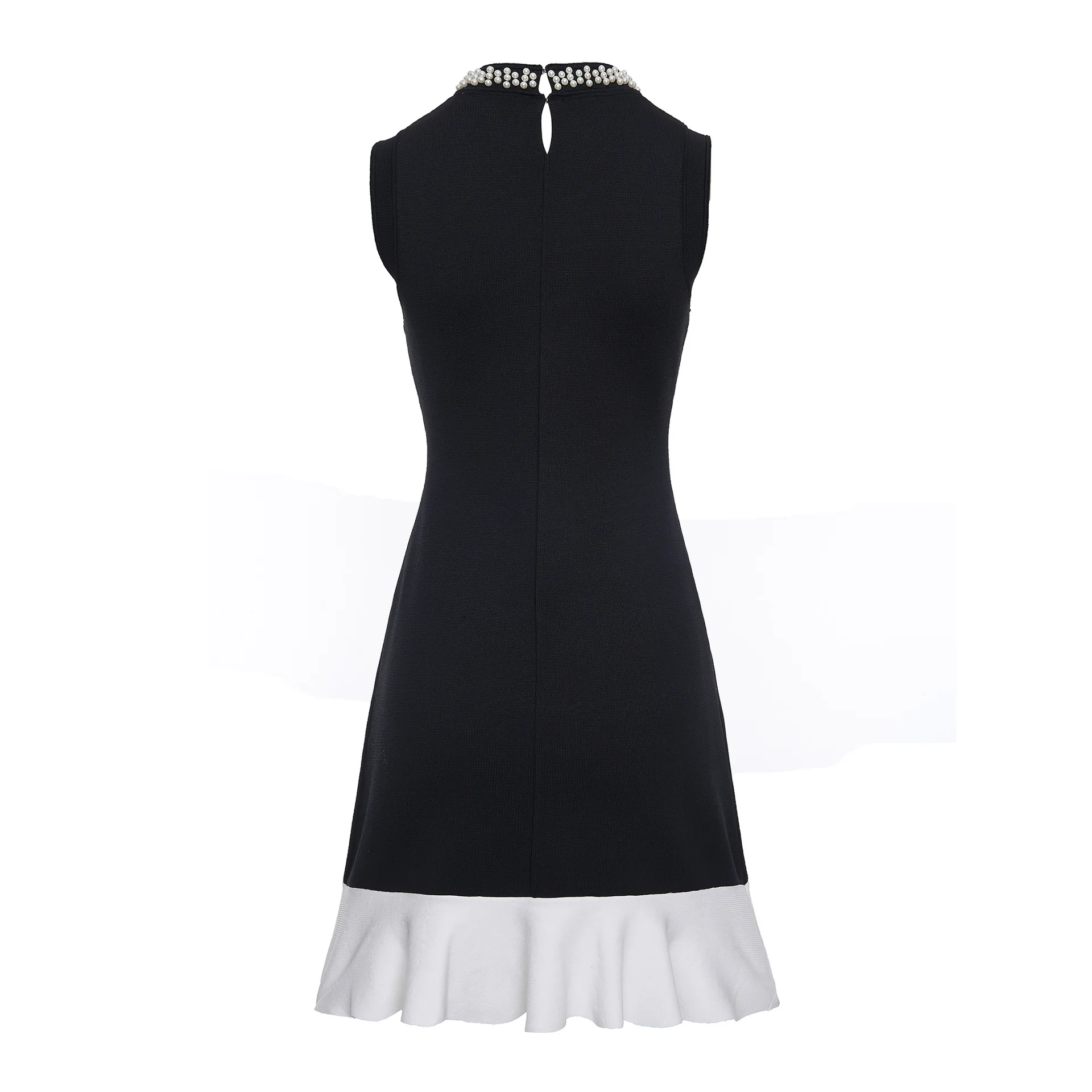 

【Gift Free】2026 Summer French Pearl Trim Ruffle Neck Elegant Sleeveless Waist-Cinched Mermaid Dress