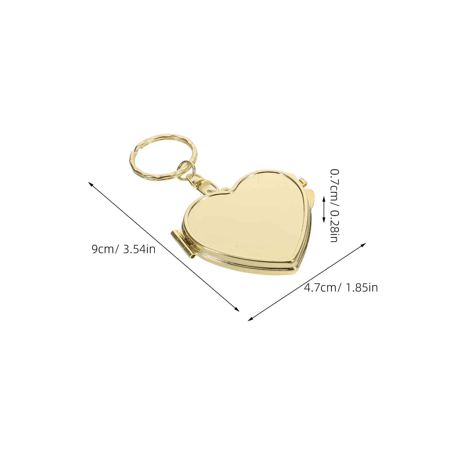 2 szt. składane lusterko dwustronne w kształcie serca, metalowy kompaktowy przenośny lusterko do makijażu, akcesorium podróżne, metalowa zawieszka