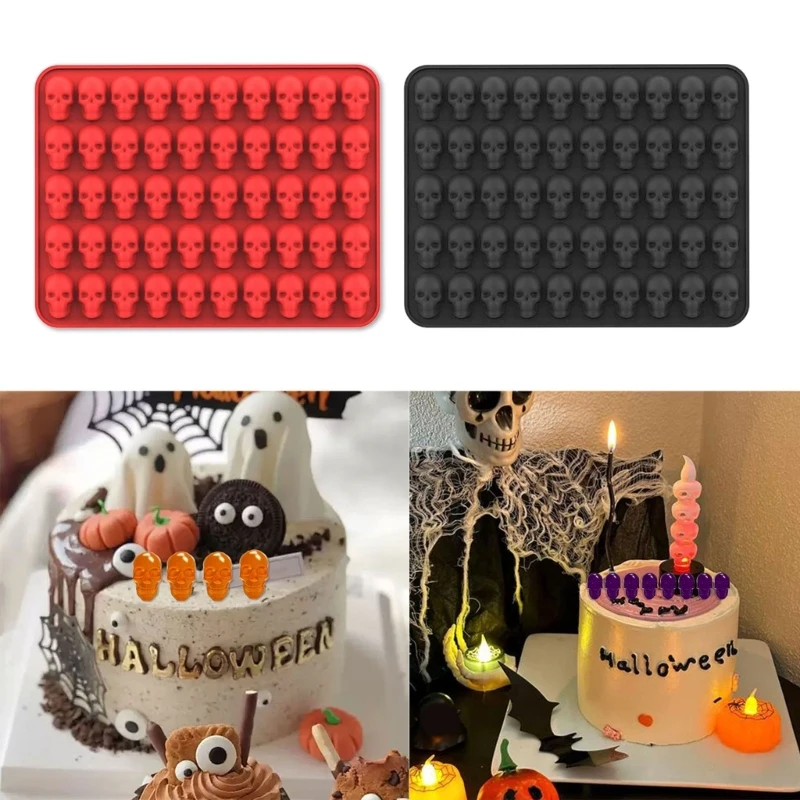 4Pcs Halloween Skull Chocolate Molds Dessert Cake Candy Bakings Tool Soap Silicone Ornament Molds Easy to Clean