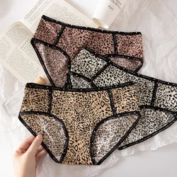 Ice Silk Seamless Panties Fashion Lingerie Leopard Print Briefs Thin Woman Underwear Women Sexy Underware Female Triangular