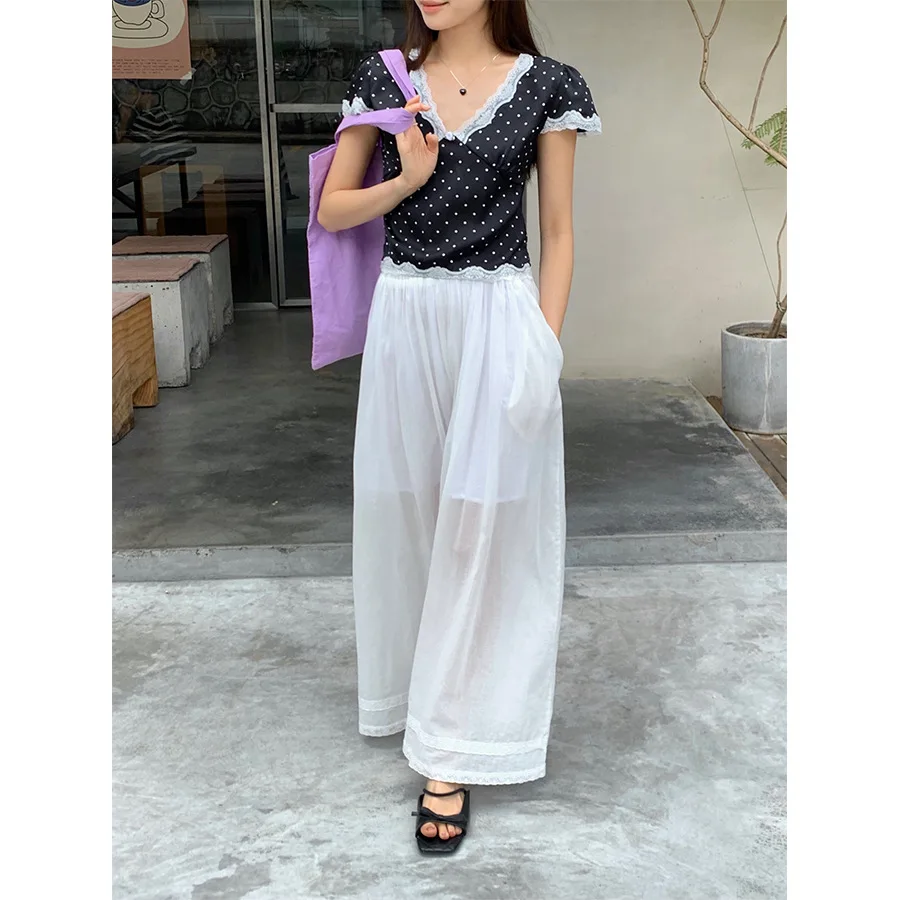 

Lazy elastic waist wide-leg casual pants women's summer drooping straight mopping Yamamoto pants