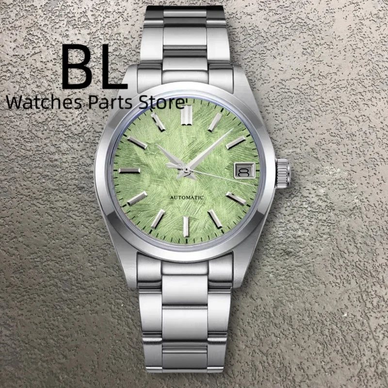 BLIGER 36mm39mm 2 أحجام اسم مخصص NH35 ساعة ميكانيكية Relogio Masculino الياقوت الزجاج مقاوم للماء الجليد الأزرق ساكورا الوردي الهاتفي