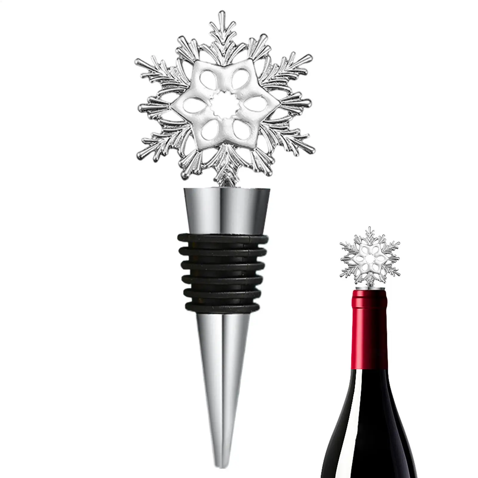 Wine Stopper Airtight Festive Snowflake Metal Wine Sealer Bottle Stopper For Home Office Restaurant Camping Bar Accessories