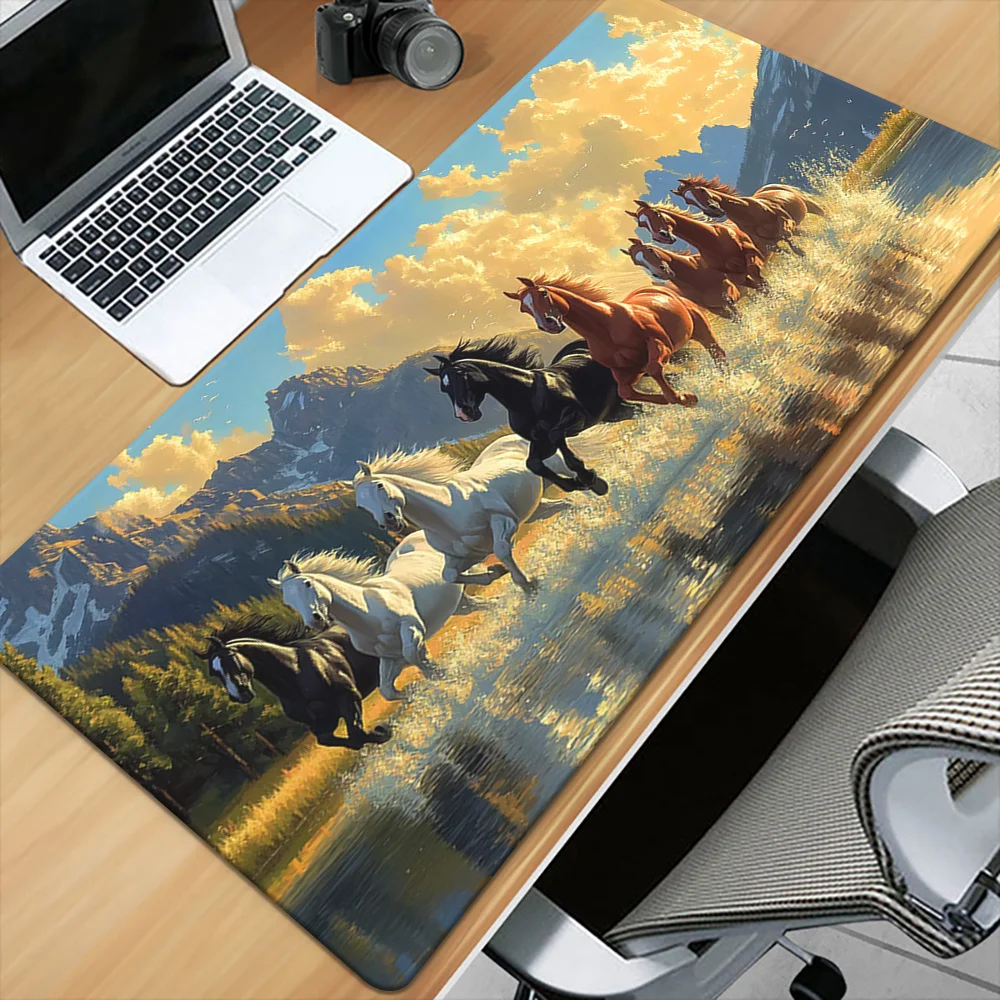 The grand and bold horse table mat, with high-definition picture quality and rubber mouse pad, is suitable for gaming