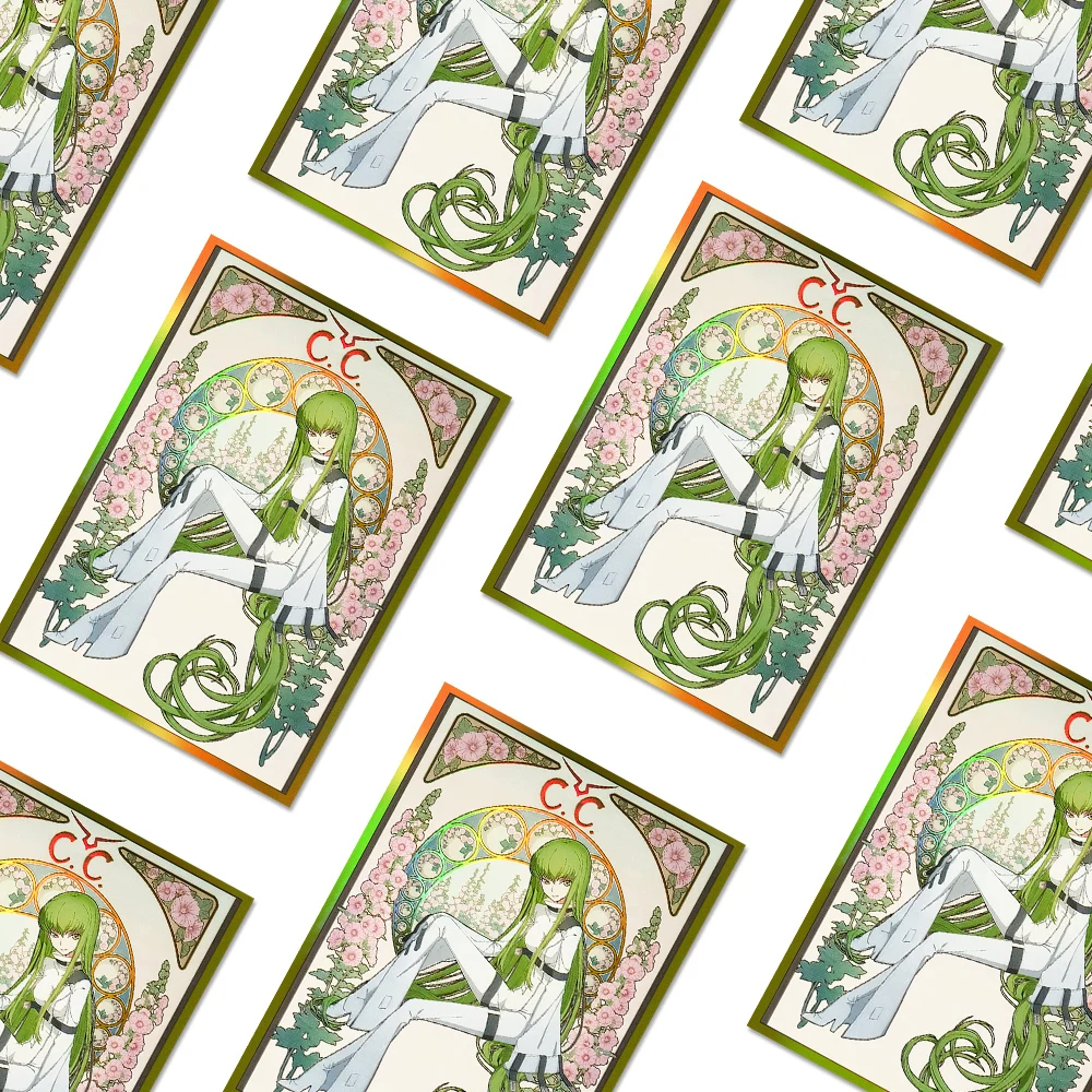 60PCS 67x92mm Holographic Art Anime Card Sleeves Board Game Trading Card Protector for PTCG/MTG/PKM Game Cards (C.C)