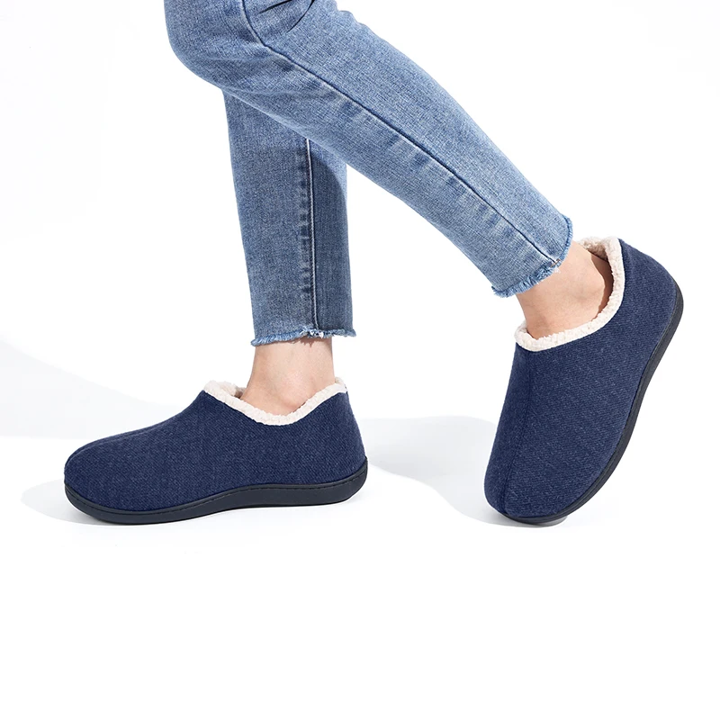 Shevalues Damen Winter Baumwollschuhe Warme Fleece-Gefütterte Indoor-Outdoor Fell-Hausschuhe Rutschfeste Gummisohlen Herren Flauschige Hausschuhe – Detail 21