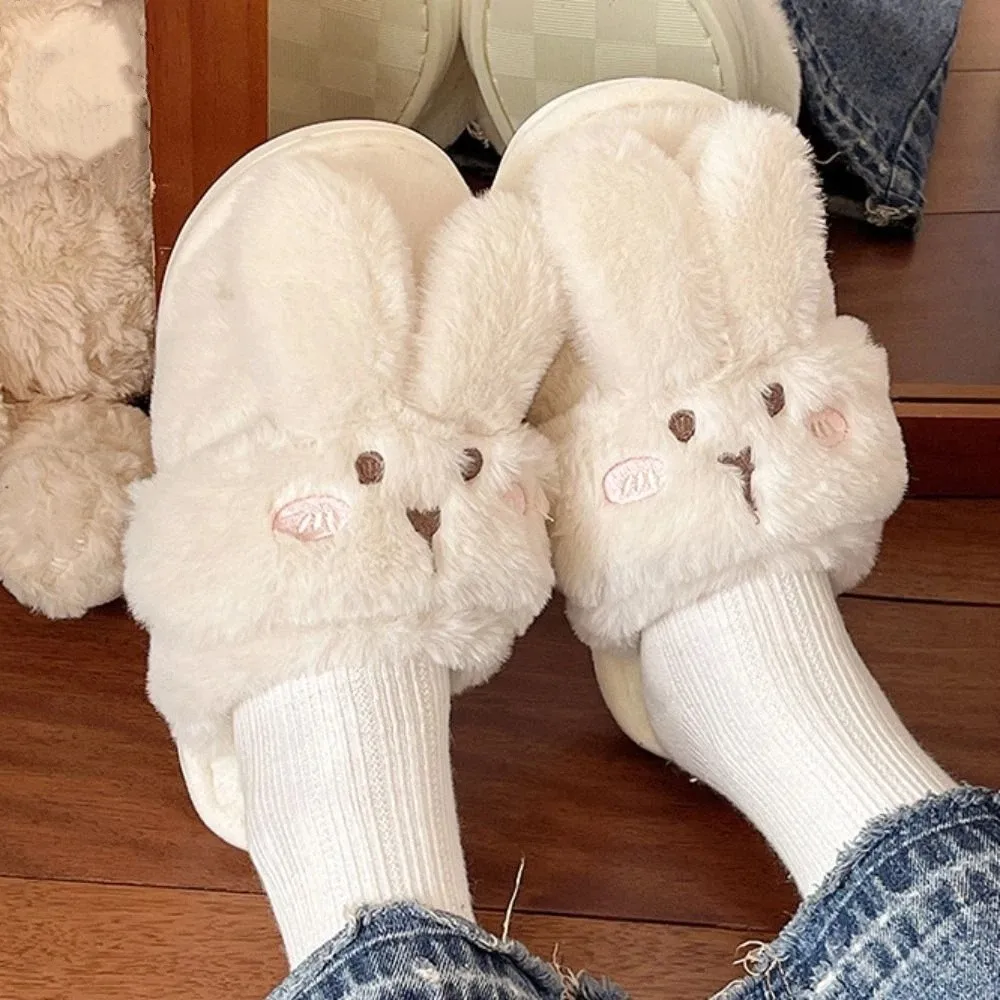 

Милая домашняя одежда, тапочки с кроликом, утепленные зимние теплые тапочки с героями мультфильмов, милая нескользящая пушистая хлопковая обувь для дома