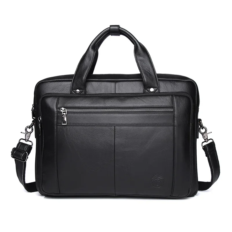 Nieuwe Luxe Koe Echt Lederen Mannen Aktetas Mannen Aktetas Schoudertas Mannen Messenger Laptop Computer Tas 16 Inch