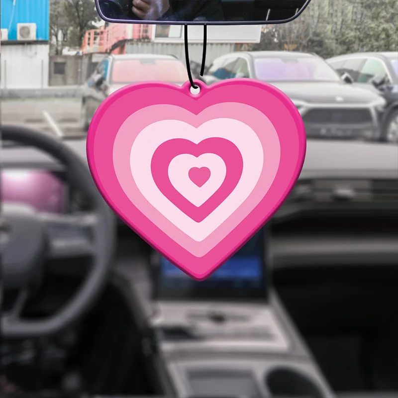 Y2K Style Pink Heart Pattern, Rainbow Pattern with 2000S Style, P Freesia and English Pear Scent (International Trend) Car Fragrance Tablets, Car Interior Pendants, Natural Scent Air Purifier, Anime Cartoon Toilet Fragrance Sachet, Living Room Office Room Bedside Hanging Ornament
