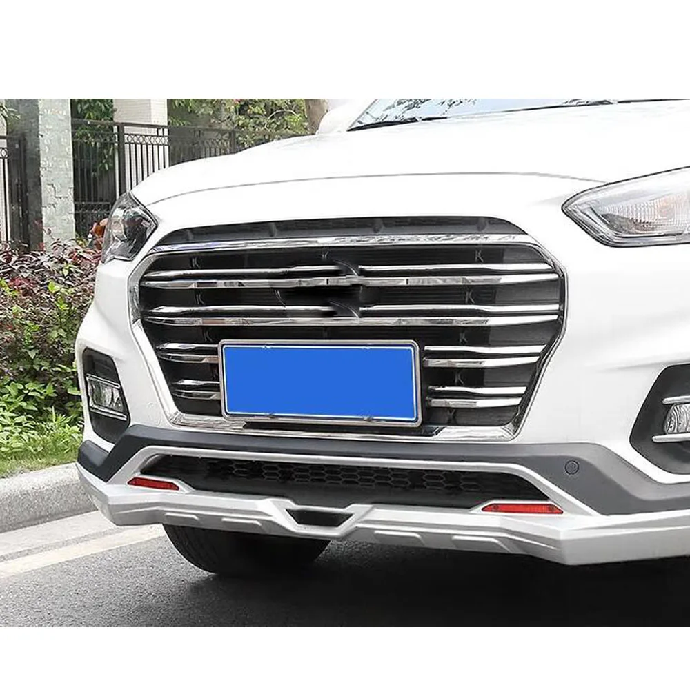 For Hyundai IX35 2018 2019 2020 Car Protect Detector ABS Plastic/Steel Trim Front Up Head Racing Grid Grill Grille Panel 2PCs