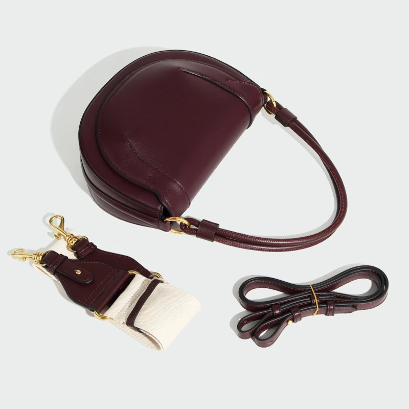 

Woman Bag Vintage Design Solid Color Pu Leather Saddle Single Shoulder Underarm Bag Wide Strap Crossbody Bag 2025 Sac A Main