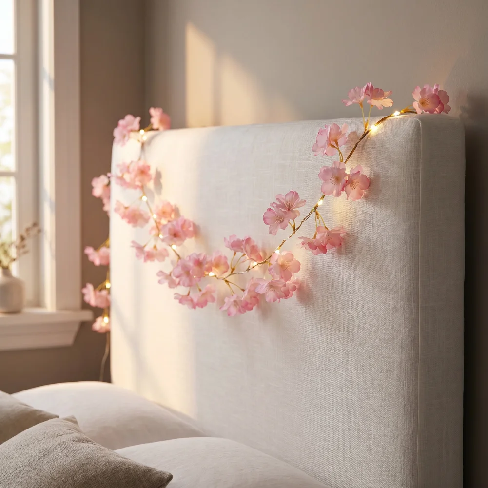 

Cherry Blossom String Lights Artificial Cherry Blossom Garland String Light 10 Ft Battery Operated Led Vine Light for Indoor