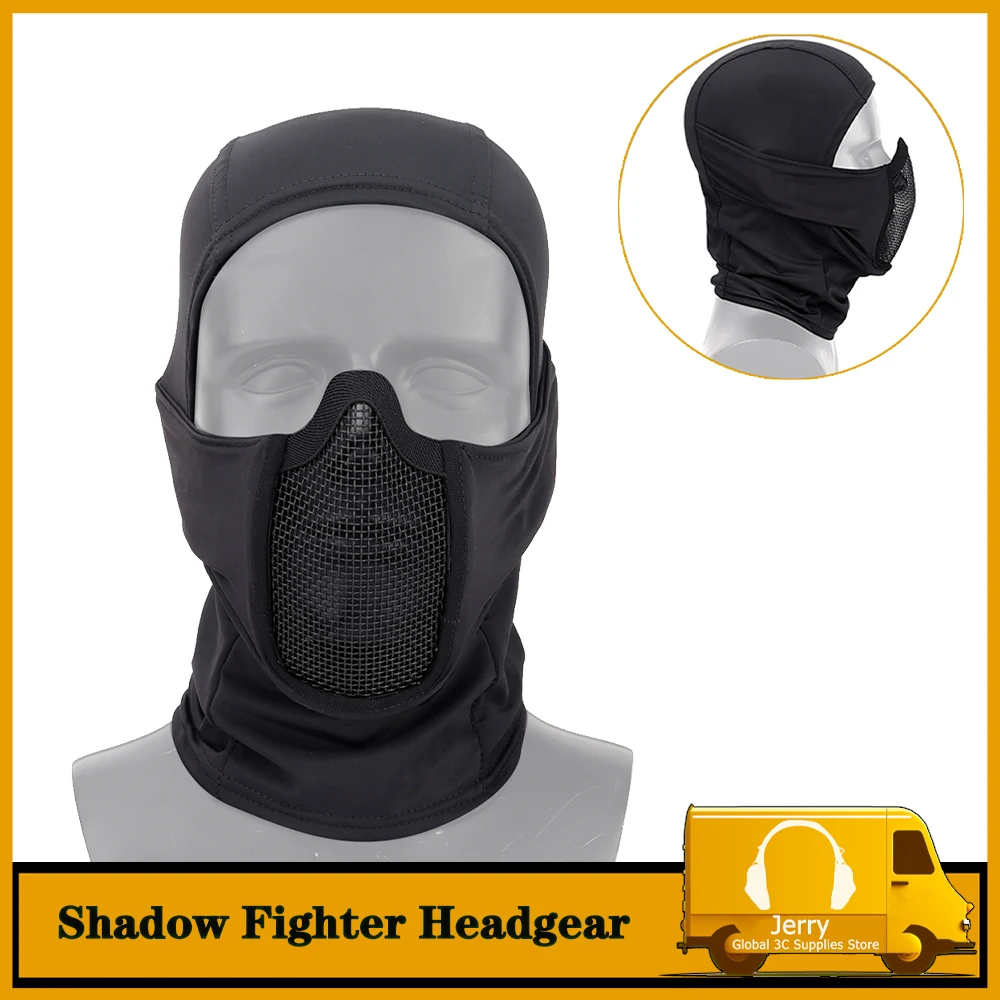 

Hunting full-face Protective Mask tactical windproof cap half side steel mesh airsoft ninja style hood steel mesh net eye mas