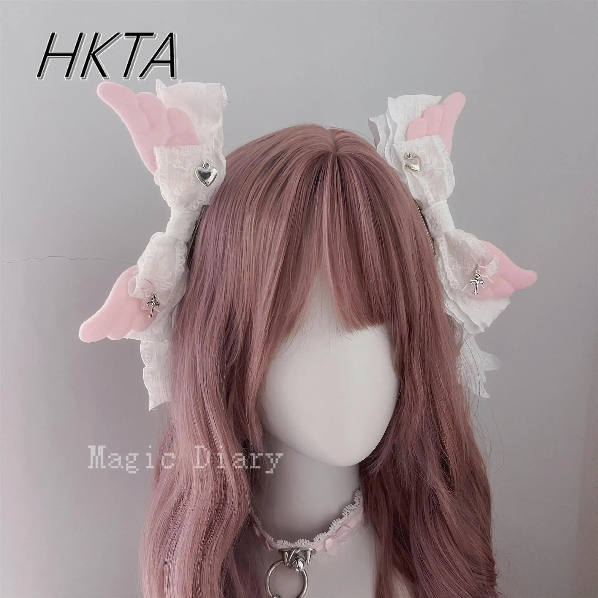 Japanese Y2k Hairpin Handmade White Pink Plaid Big Bow Edge Clip Hair Pin Women Subculture Mine Hairpin Hair Accesssoire Girls