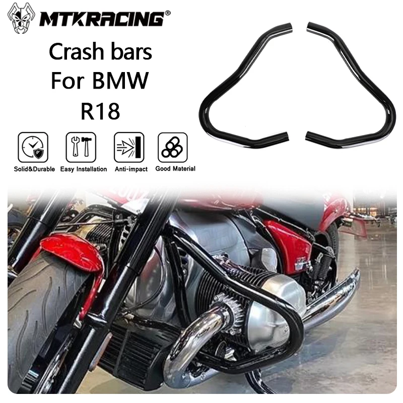 MTKRACING Crash bars For BMW R18 2020-2024 Motorcycle Bumper Protection Engine Guard Crash Bar Body Frame Protector Accessories