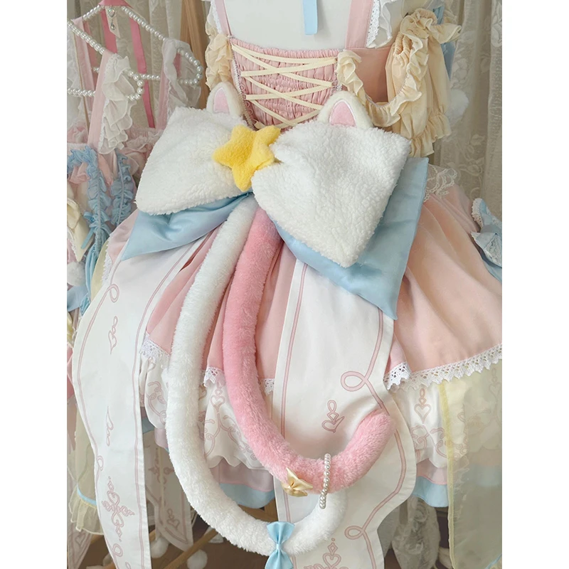 فستان Mooyiyi Di Gi Charat التأثيري للهالوين وعيد الميلاد فستان وردي وأزرق، فستان زفاف مزين بالزهور، فستان الأميرة الصناعي الثقيل