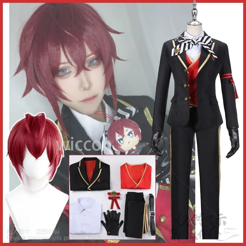 Anime Game Riddle Rosehearts Cosplay Costume Adult Wig Headwear Twisted-Wonderland DK Uniform Halloween Christmas Cos Customized