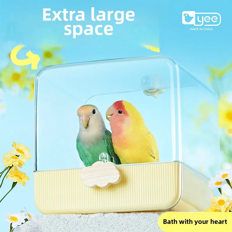 

YEE CloudBath Avian Spa - Adjustable Depth Bird Bathing Station for Cockatiels,Lovebirds & Budgies|Anti-Slip Perch & Mist Shower