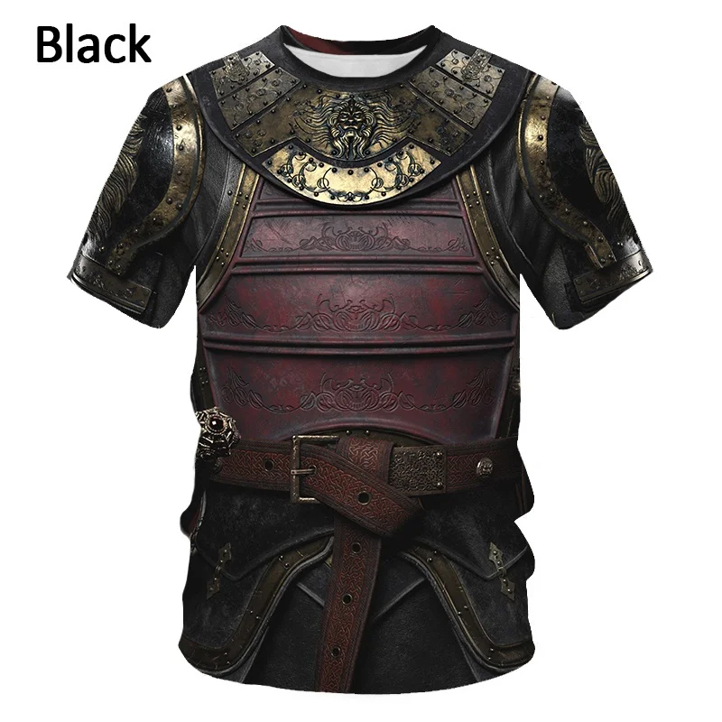 New Medieval Armor 3D Printed T Shirts Men's Casual Funny Round Neck Short Sleeves T-shirt Oversize Tees Tops Men Clothes