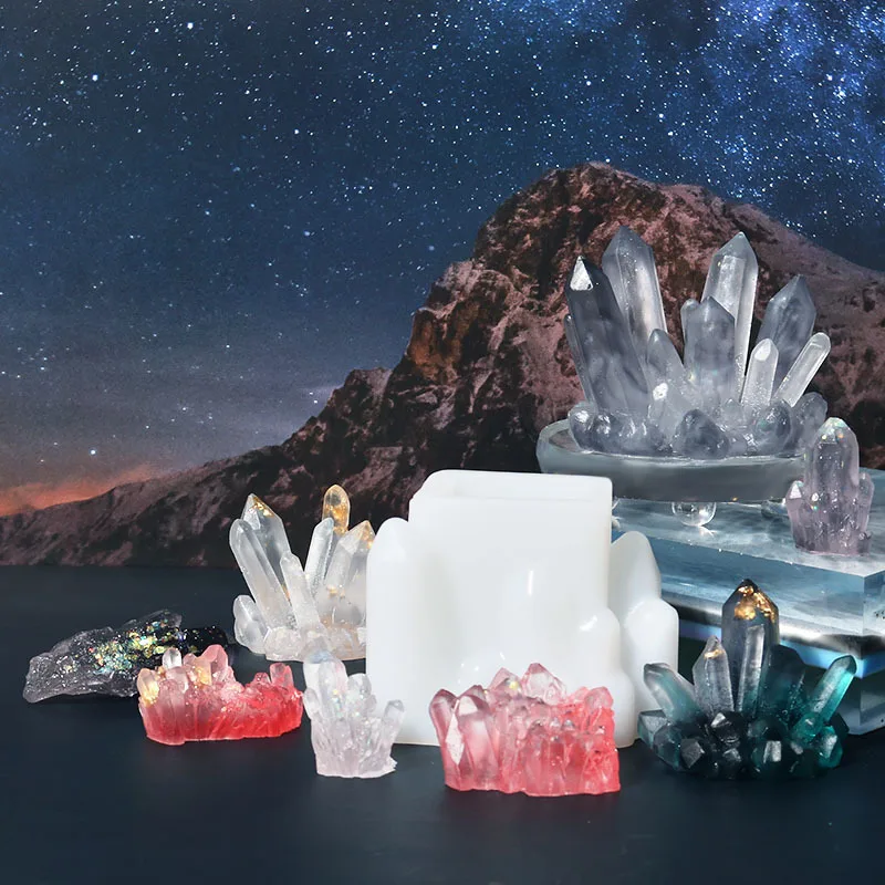 Growing Crystal Quartz Rock Epoxy Resin Silicone Molds Crystal Stone Gravel Casting Molds Jewelry Making for Craft Keychain