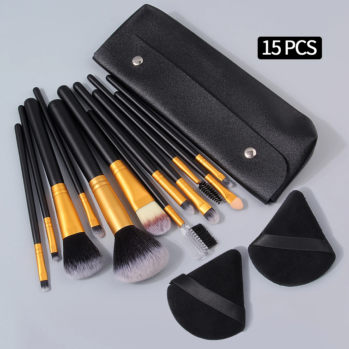 1/5/12/13/15PCS High-End-Multifunktions-Make-up-Pinsel-Set, antihaftbeschichtetes Puder, dreieckiger Puderquaste, einfache Aufbewahrungstasche