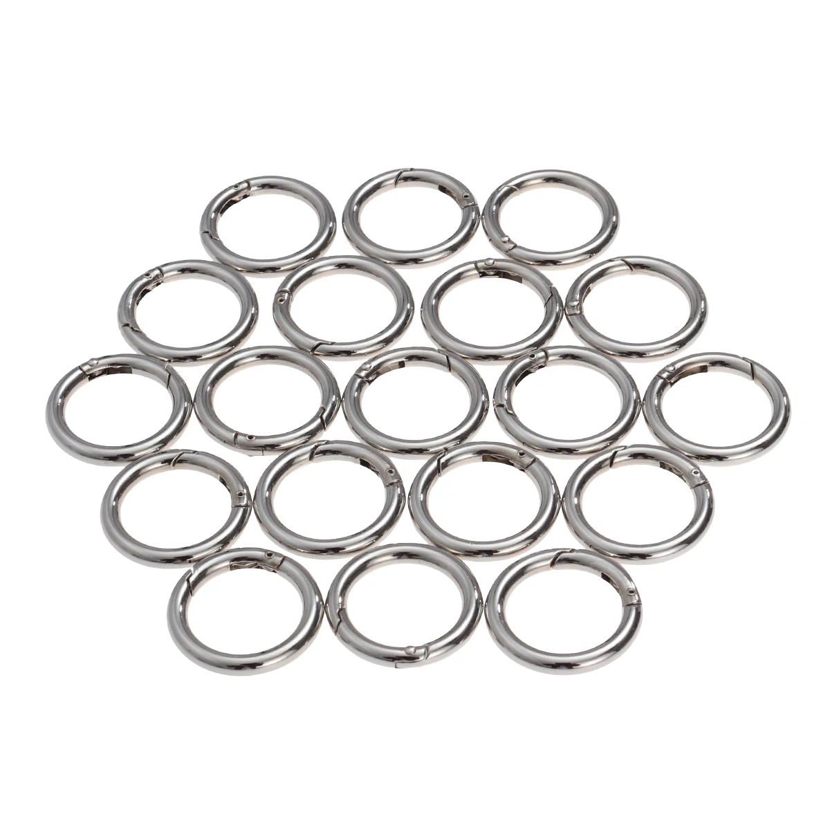 

20 pcs Keyring Spring Buckle Open Jump Rings Zinc Alloy Rust Resistant Jewelry Making Split Ring for Bags Hats Shoes Silver