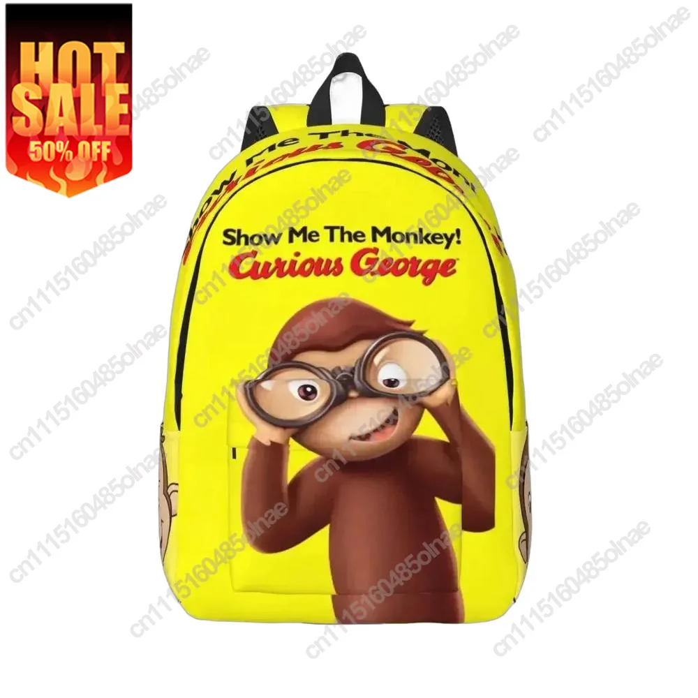 Curious George Monkey Cartoon Backpack For Men Women Casual Student Work Daypack TV Series Laptop Shoulder Bag Outdoor