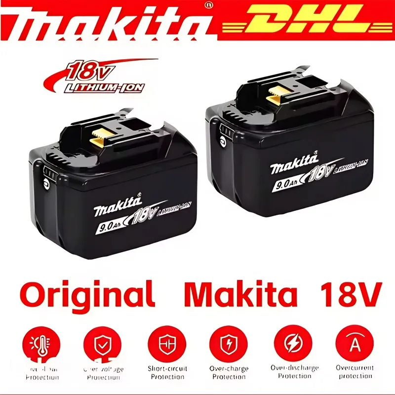 

2026 100% original makita battery, 18v Tools Lithium Battery 9Ah for makita DTW700 DDF487 DTD173 DGA404 HR140D DJV182