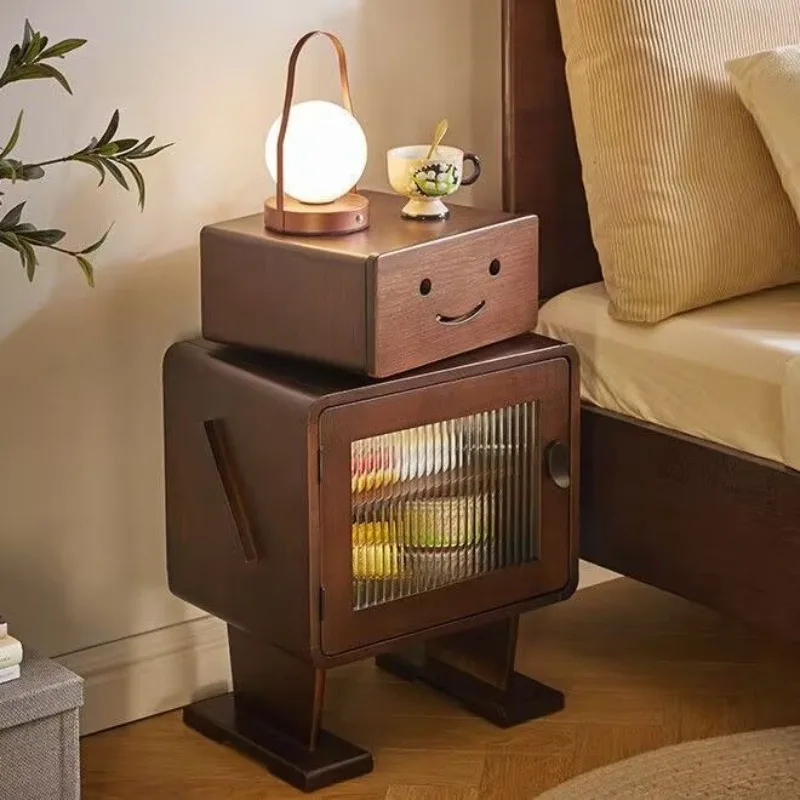 

Solid wood bedside table Bedroom storage storage cabinet Bedside storage cabinet Living room side cabinet Creative