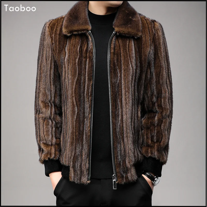 Taoboo 2024 High Quality Winter New Faux Mink Fur jackets for men Luxary Lapel Thick Warm Jackets Fashion Casual Men's clothing