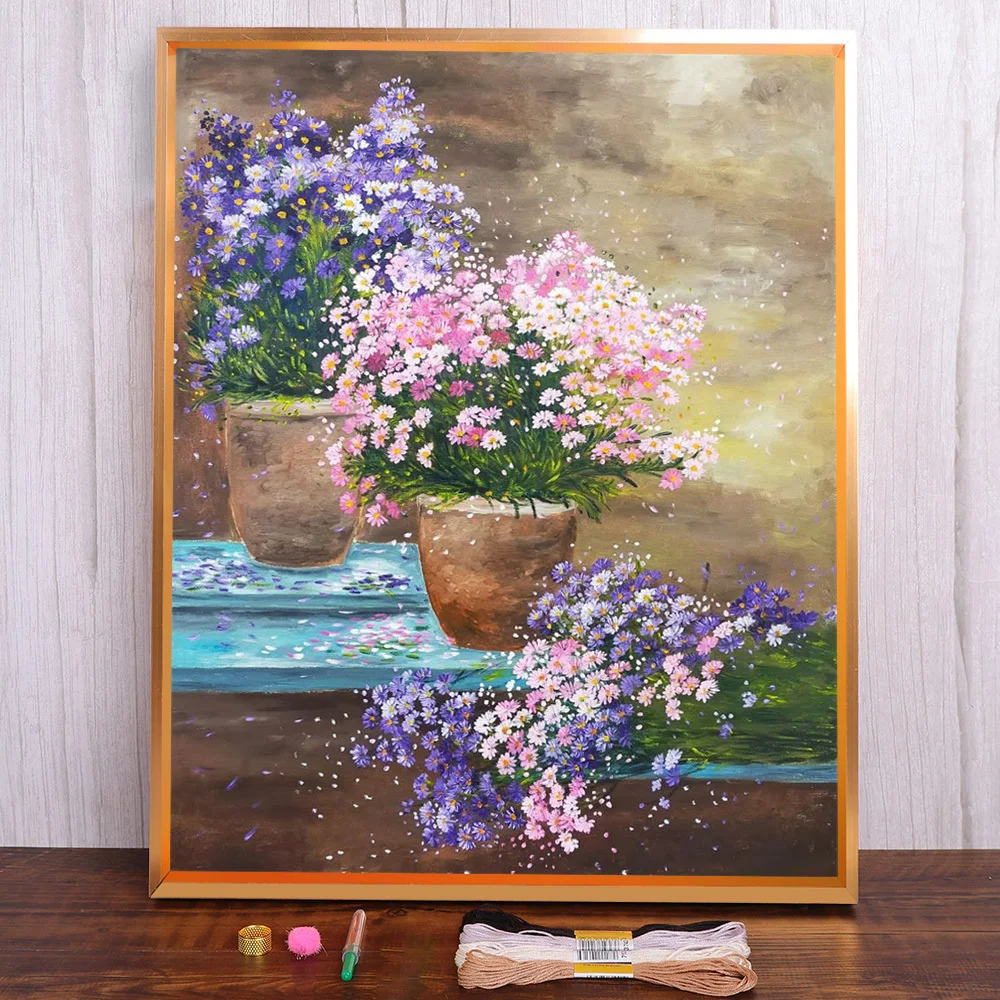 

Scenery Flower Chrysanthemum Cross Stitch Complete Kit Embroidery Handicraft Painting Sewing Handmade Mulina Room Decor Sales