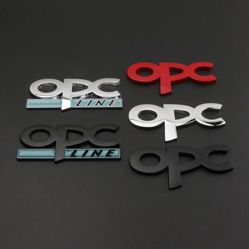 3D Metal Letters OPC Line Logo Black Chrome Emblem Badge Car Rear Trunk Stickers Labels For Car Accessories