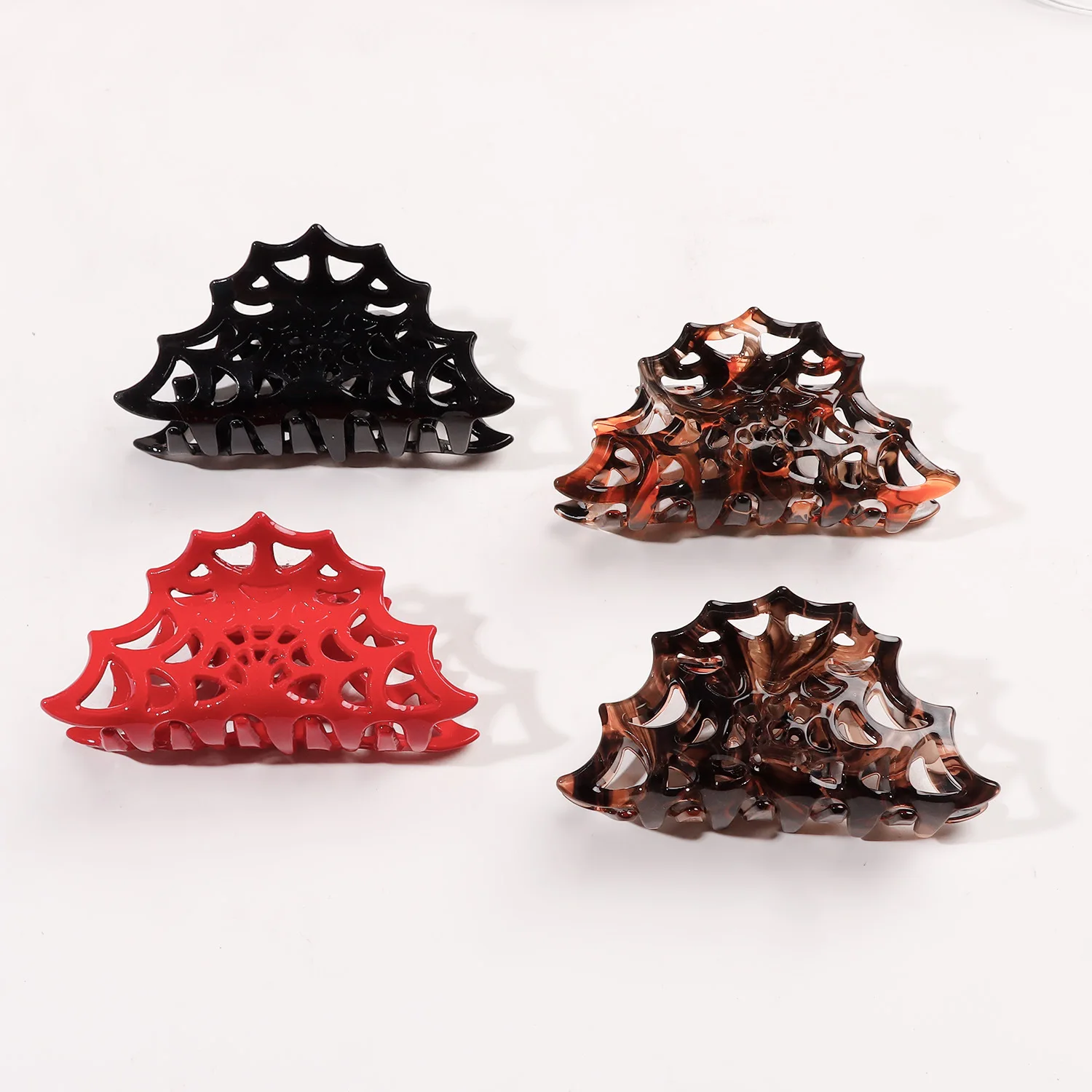 Halloween Spider Web Shape Hair Claw Hollow Shark Claw Dark Gothic Acrylic Hair Clip Halloween Hair Accessory - view 5