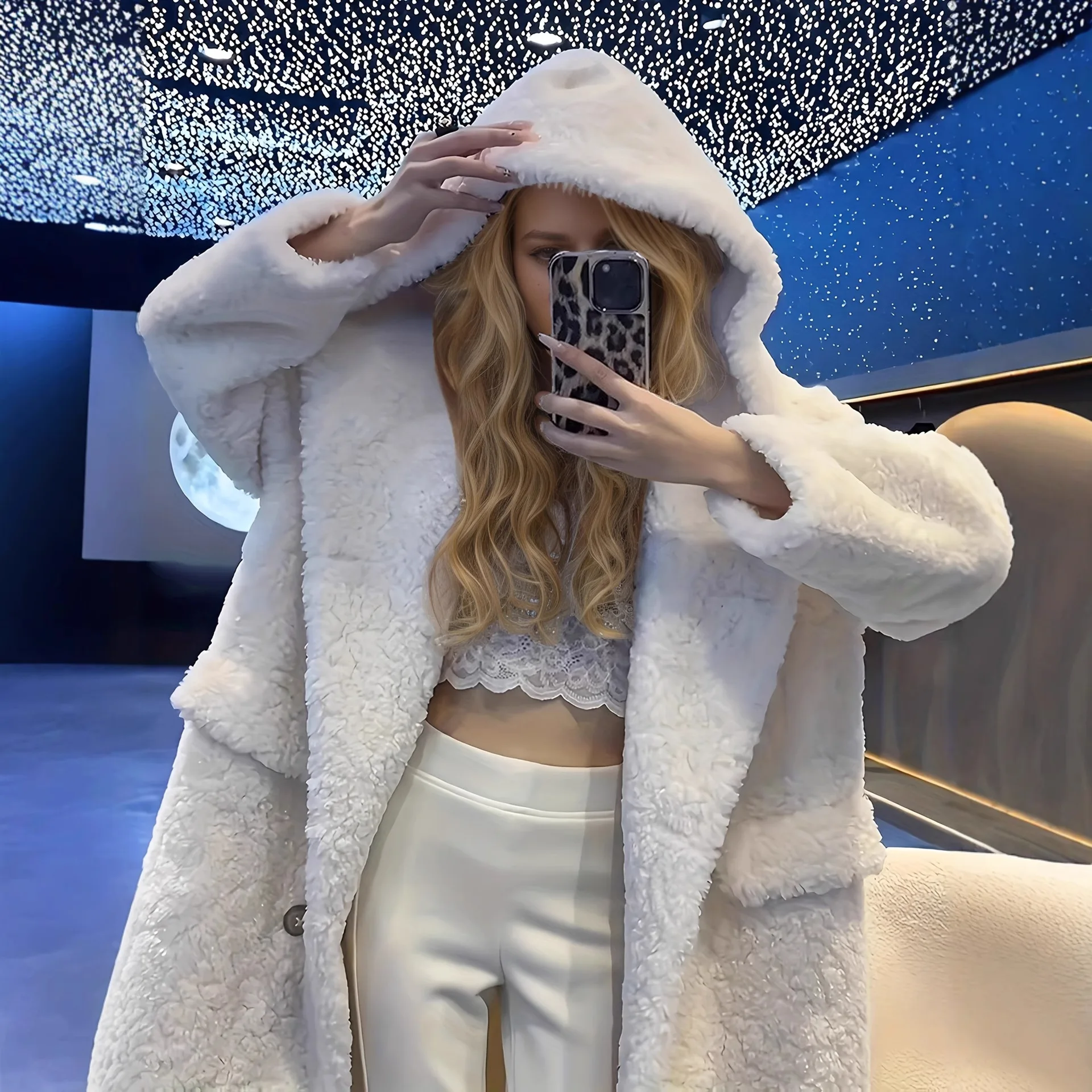 Casaco de pele longo casual feminino original feito versátil lazer pele jaet briti sle thiened casaco de inverno