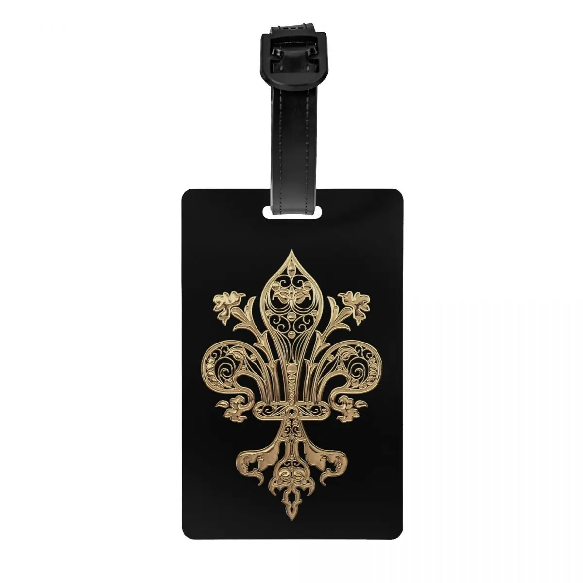 

Gold Filigree Fleur De Lis Luggage Tag Custom Fleur-De-Lys Lily Flower Baggage Tags Privacy Cover Name ID Card