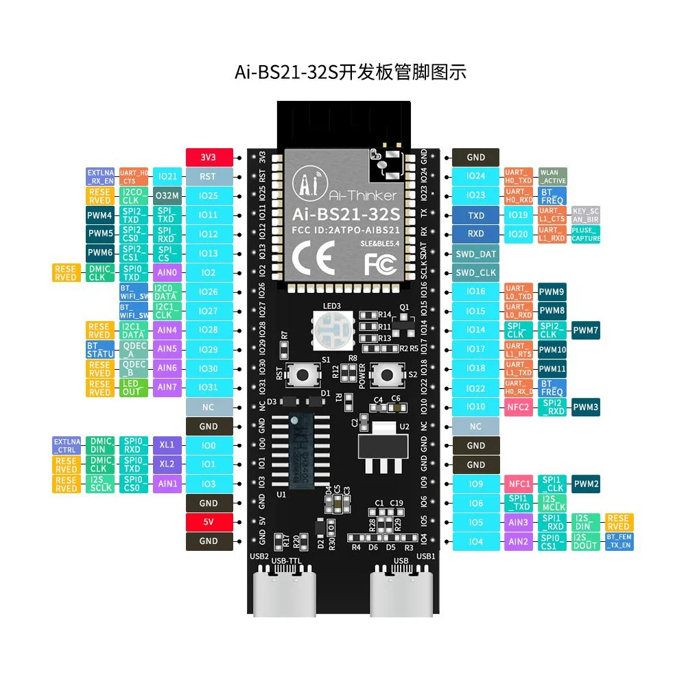 Ai-BS21-32S-Kit Development Board Hi2821 Solution Bluetooth SLE/BLE5.4 Dual Mode