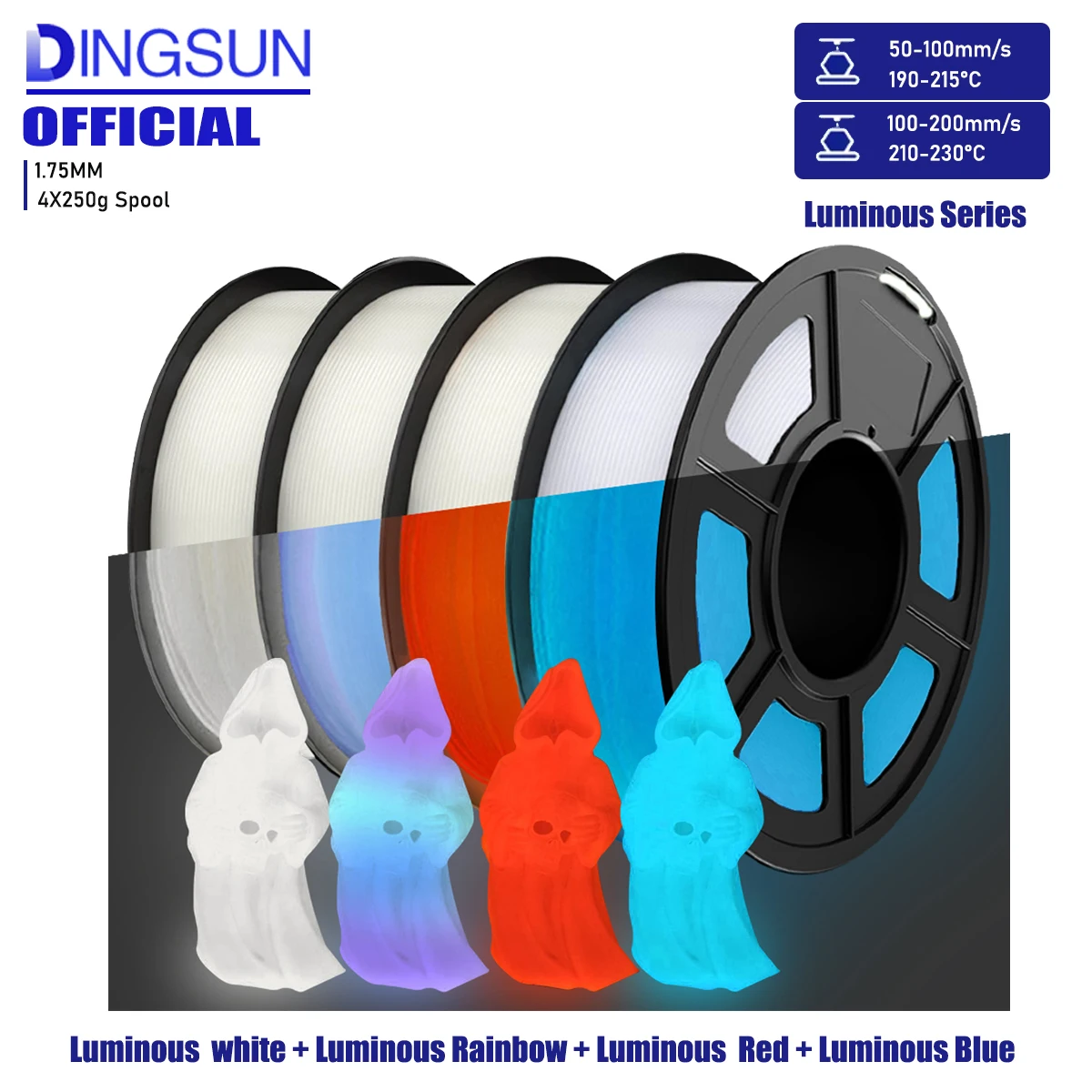 

3D Printer Filament Luminous Glow Rainbow PLA,Magic irradiative 3D PLA Filament 1.75mm, for Halloween and Christmas Decorations,