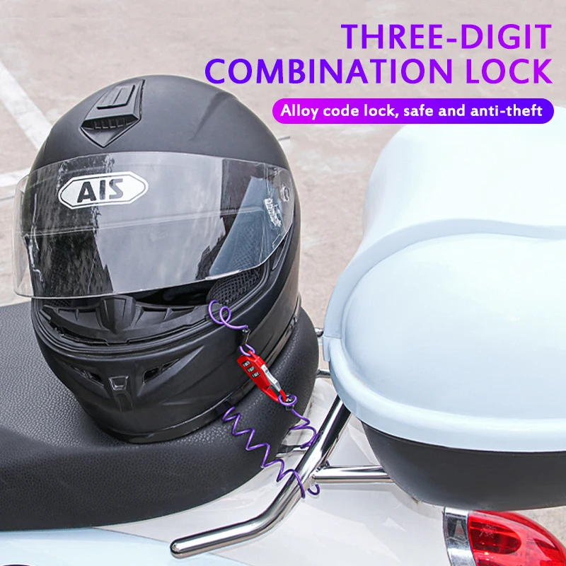 3 Digit Code 90cm Locker Portable Password Helmet Lock Door Motorcycle Bike Anti-theft Cable Lock Accessories