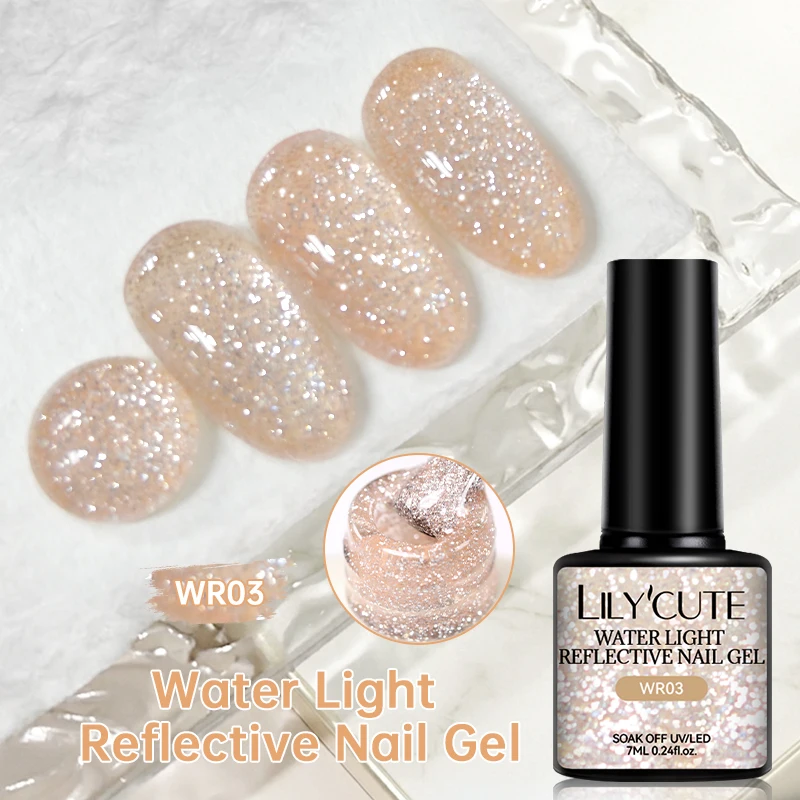 LILYCUTE 7 ml reflektierender Glitzer-Gel-Nagellack, glänzend, funkelnd, wunderschöner Silber-Effekt, semipermanente UV-Gel-Nagelkunst-Maniküre
