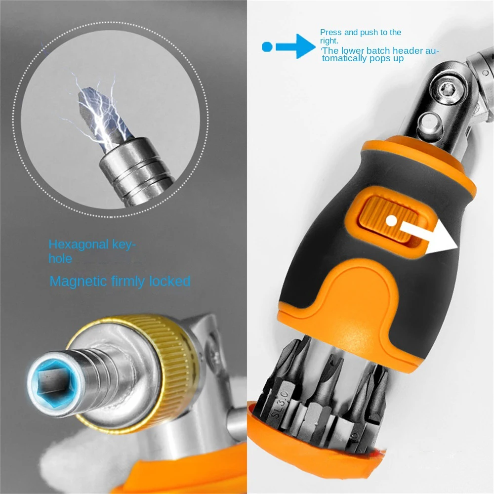 in 1 Screwdriver Set Professional Hand Tool Angle Ratchet Multi-angle Two-way Screwdriver Set Drill Bit