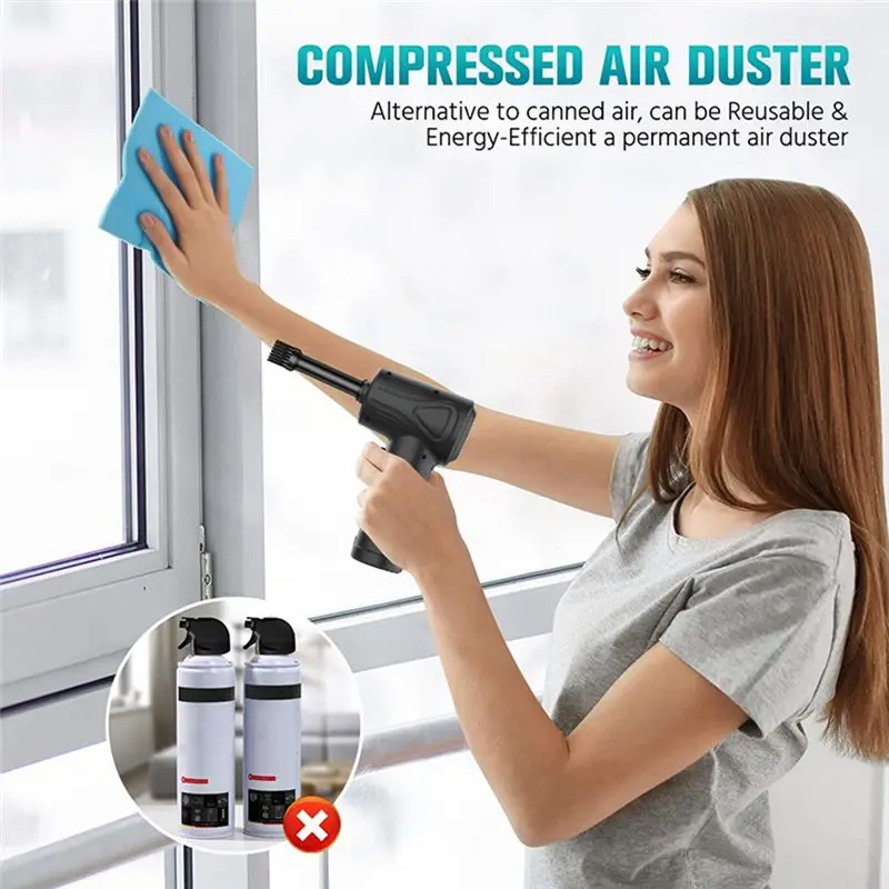 A64I Compressed Air Duster for Computer Keyboard 51000 RPM Mini Electric Cordless Air Dust Cleaner for PC Crumbs Car